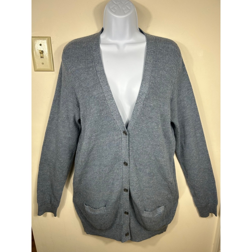 Denim & Supply Ralph Lauren Cardigan Women XL Blue Linen Blend Knit Button Front